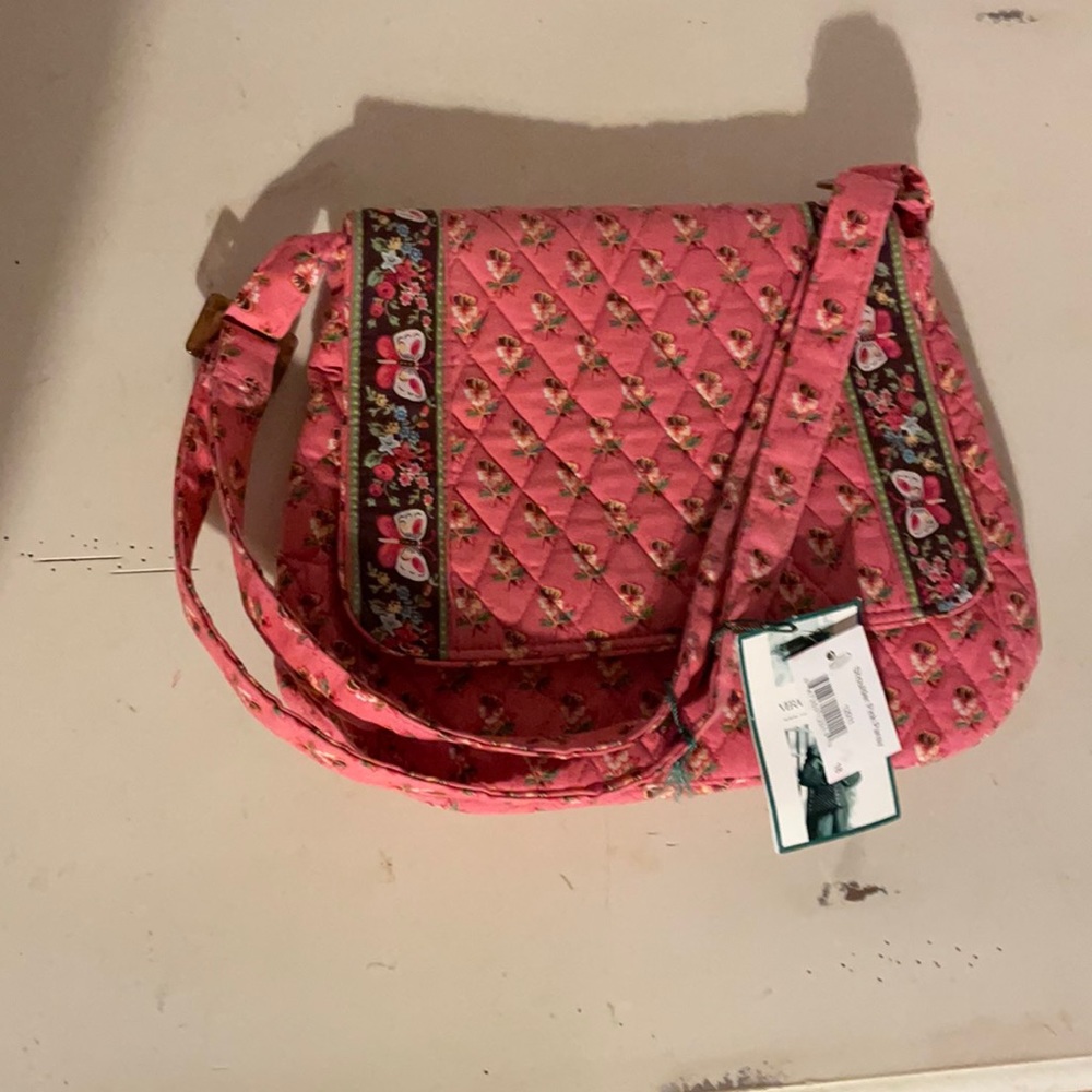 Vera Bradley shoulder pink pansy bag